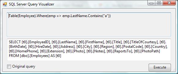 LINQ for SQL Visualizer
